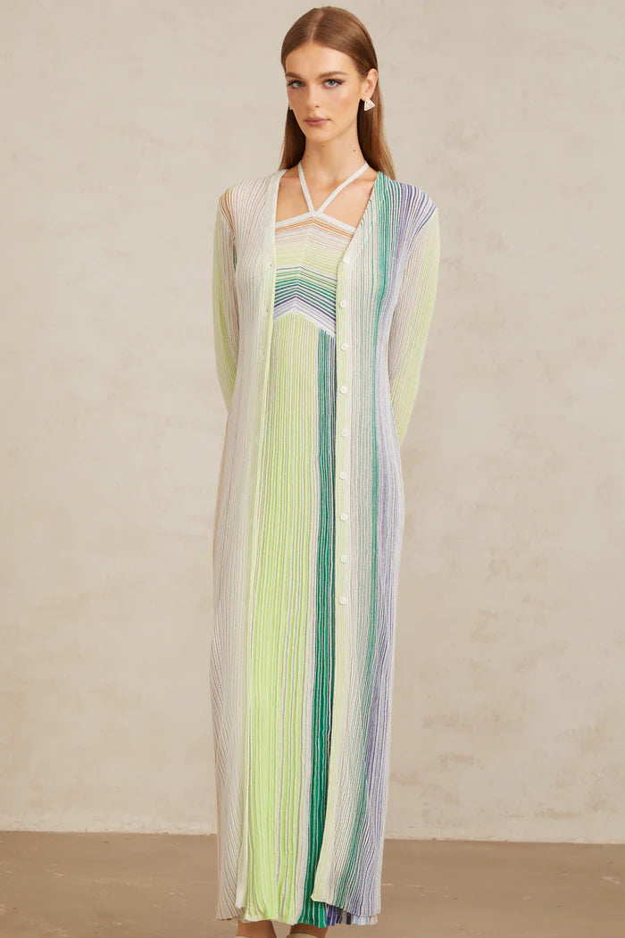 Serelith Kırmızı Metalik Örgü Uzun Hırka