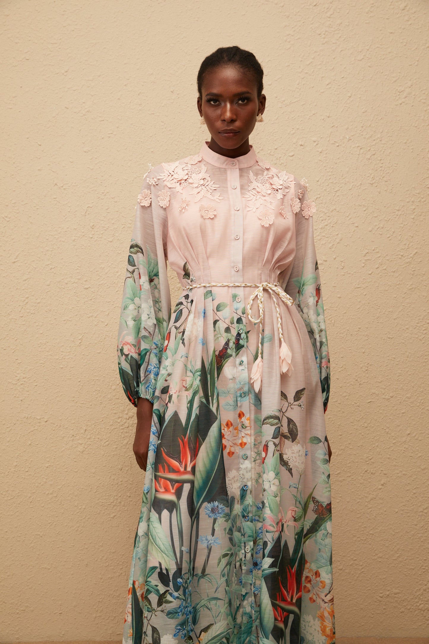 Delphine Green Çiçek Desenli Uzun Elbise