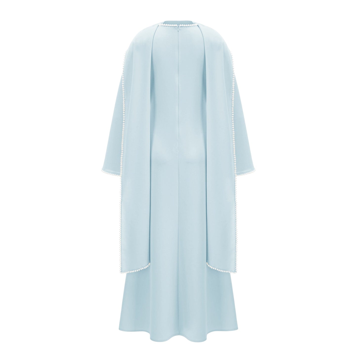 Piroska Mavi İnci Şal Detaylı Uzun Elbise