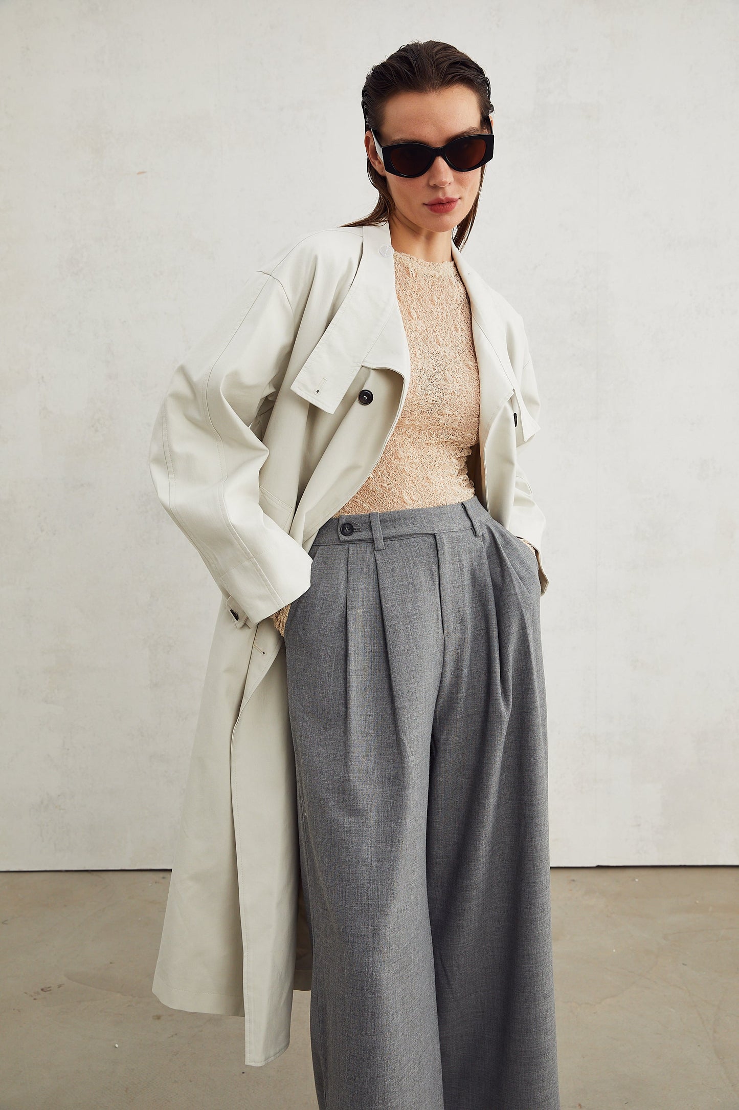 Lucienne Gri Düz Paça Pantolon