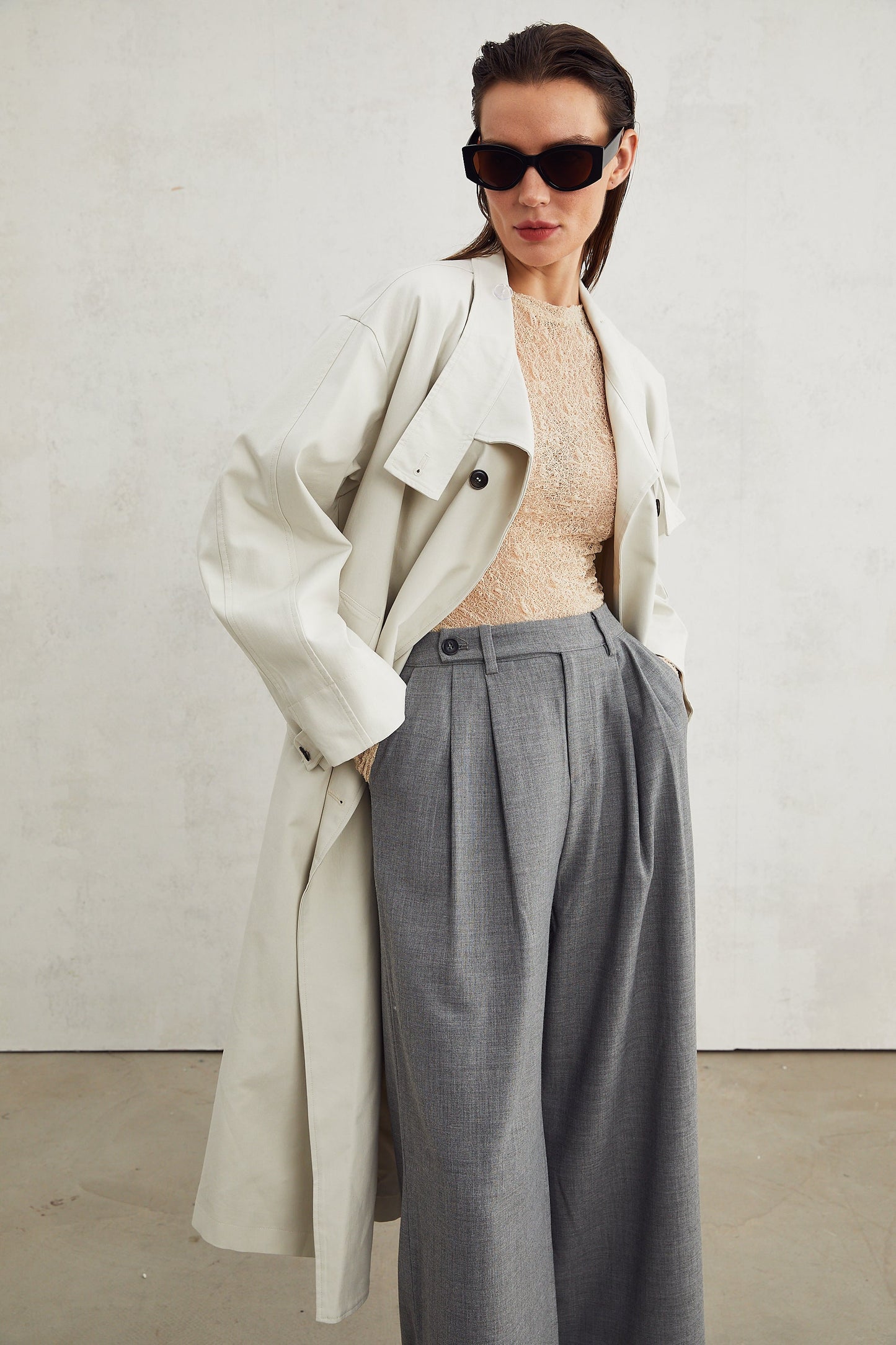 Lucienne Gri Düz Paça Pantolon