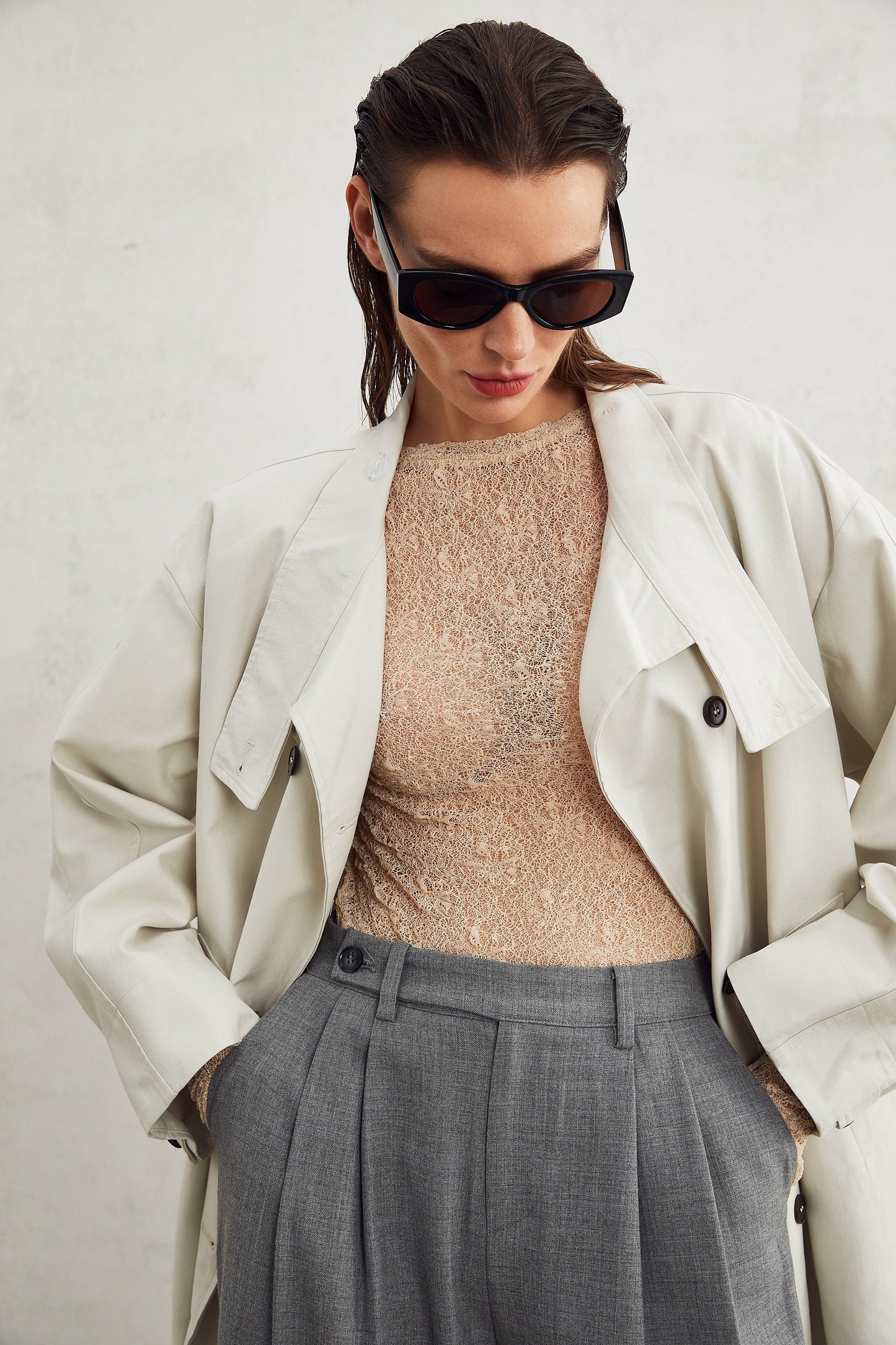 Lucienne Gri Düz Paça Pantolon