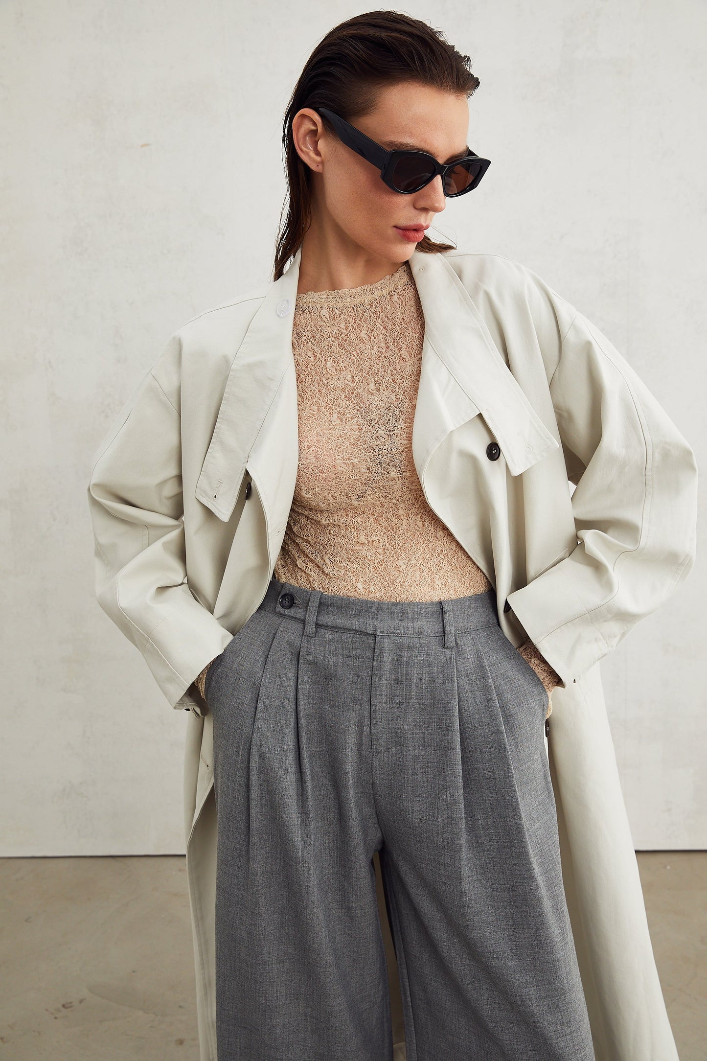 Lucienne Gri Düz Paça Pantolon