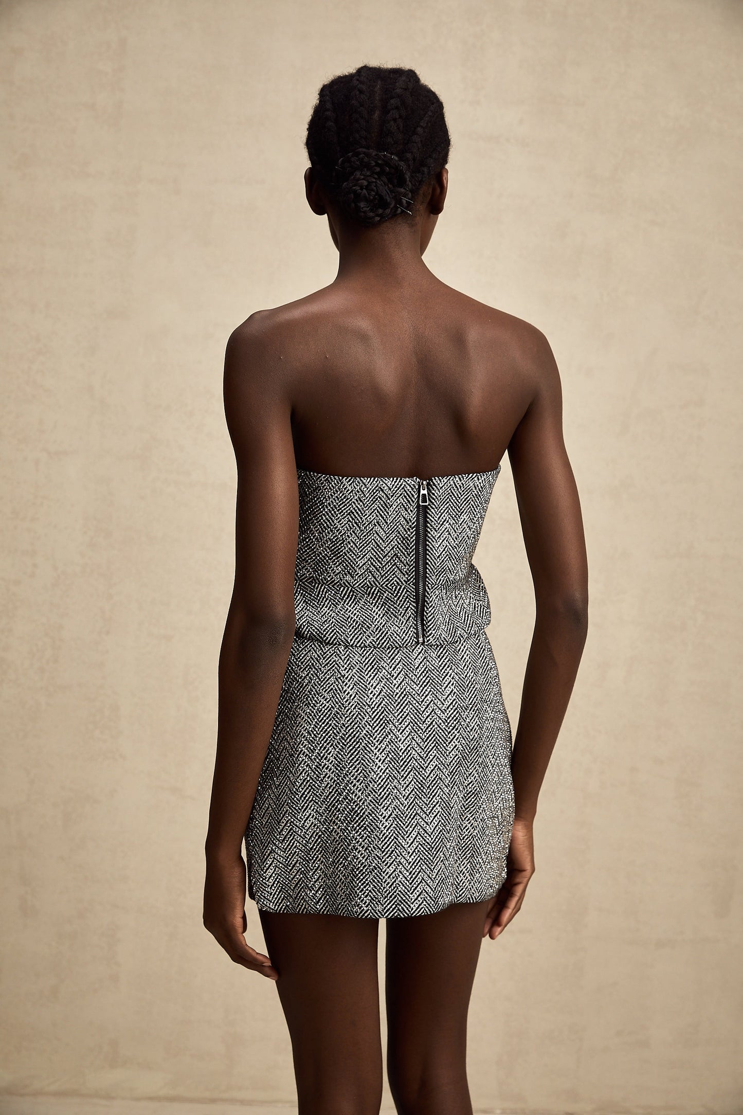 Chantal Gri Balıksırtı Mini Etek