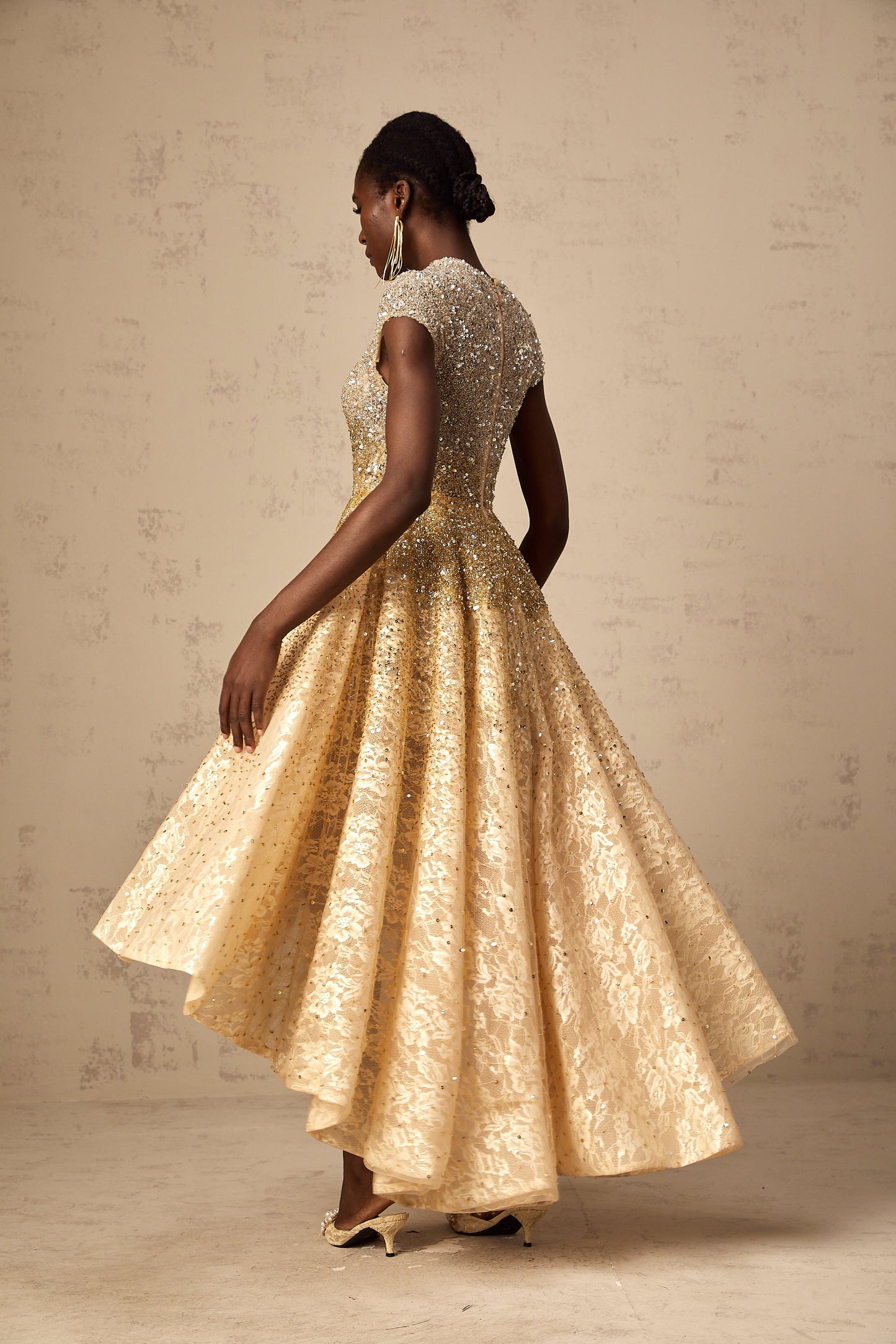 Francis  pullu yüksek-alçak etekli elbise ( Kişiye özel )