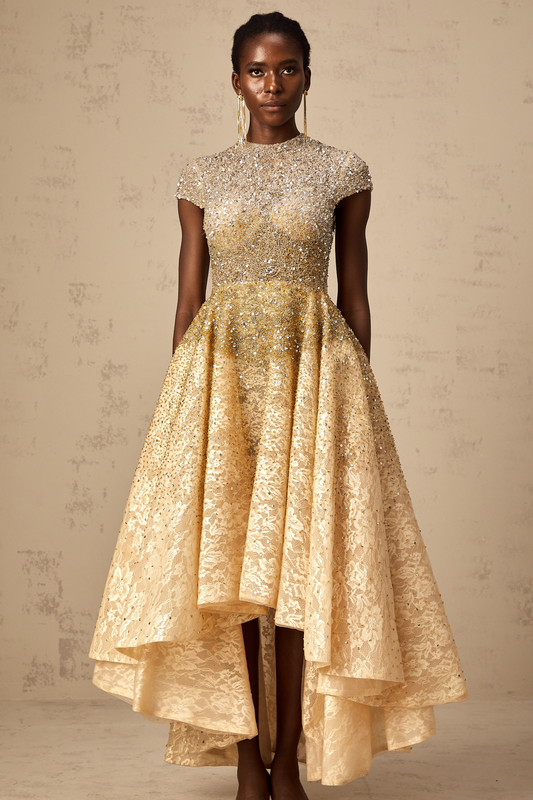 Francis  pullu yüksek-alçak etekli elbise ( Kişiye özel )