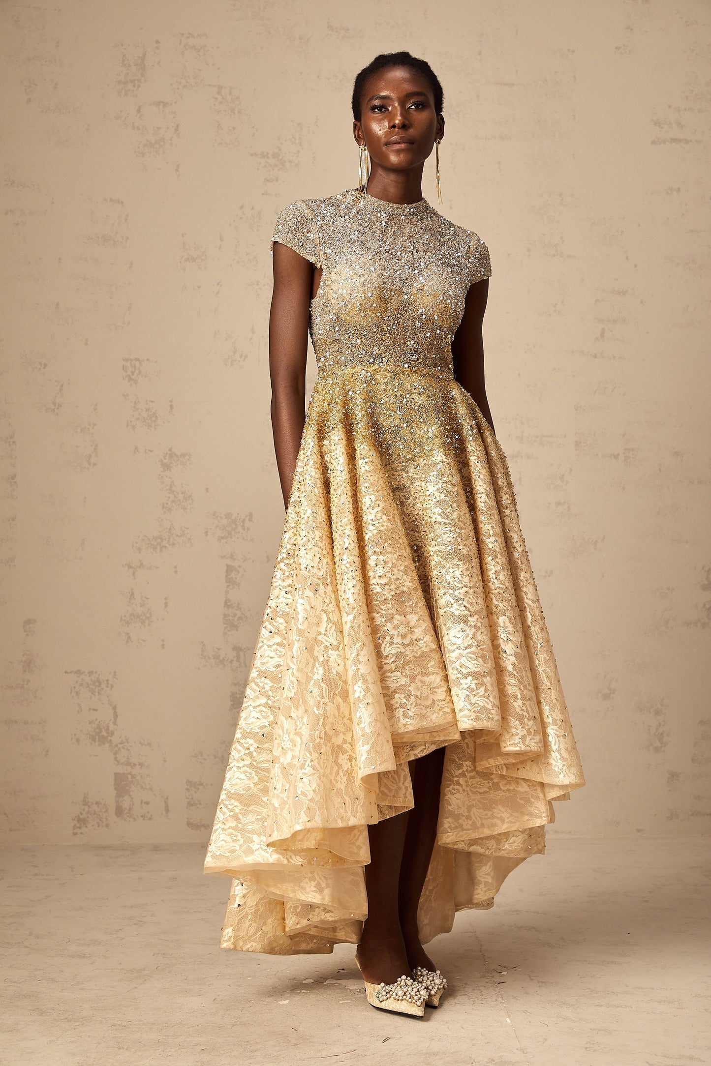 Francis  pullu yüksek-alçak etekli elbise ( Kişiye özel )