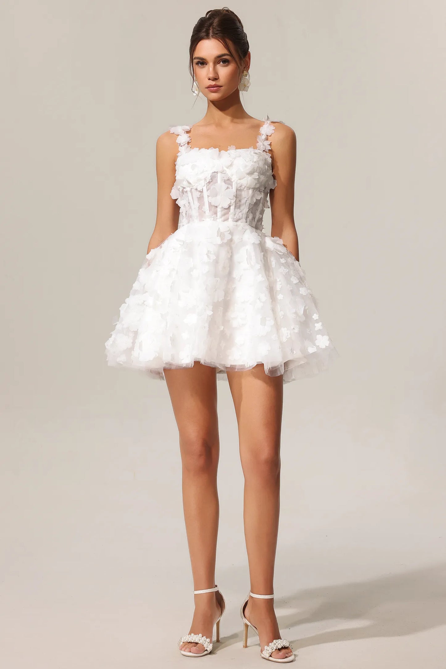 Lali Kolsuz Çiçekli Mini Elbise