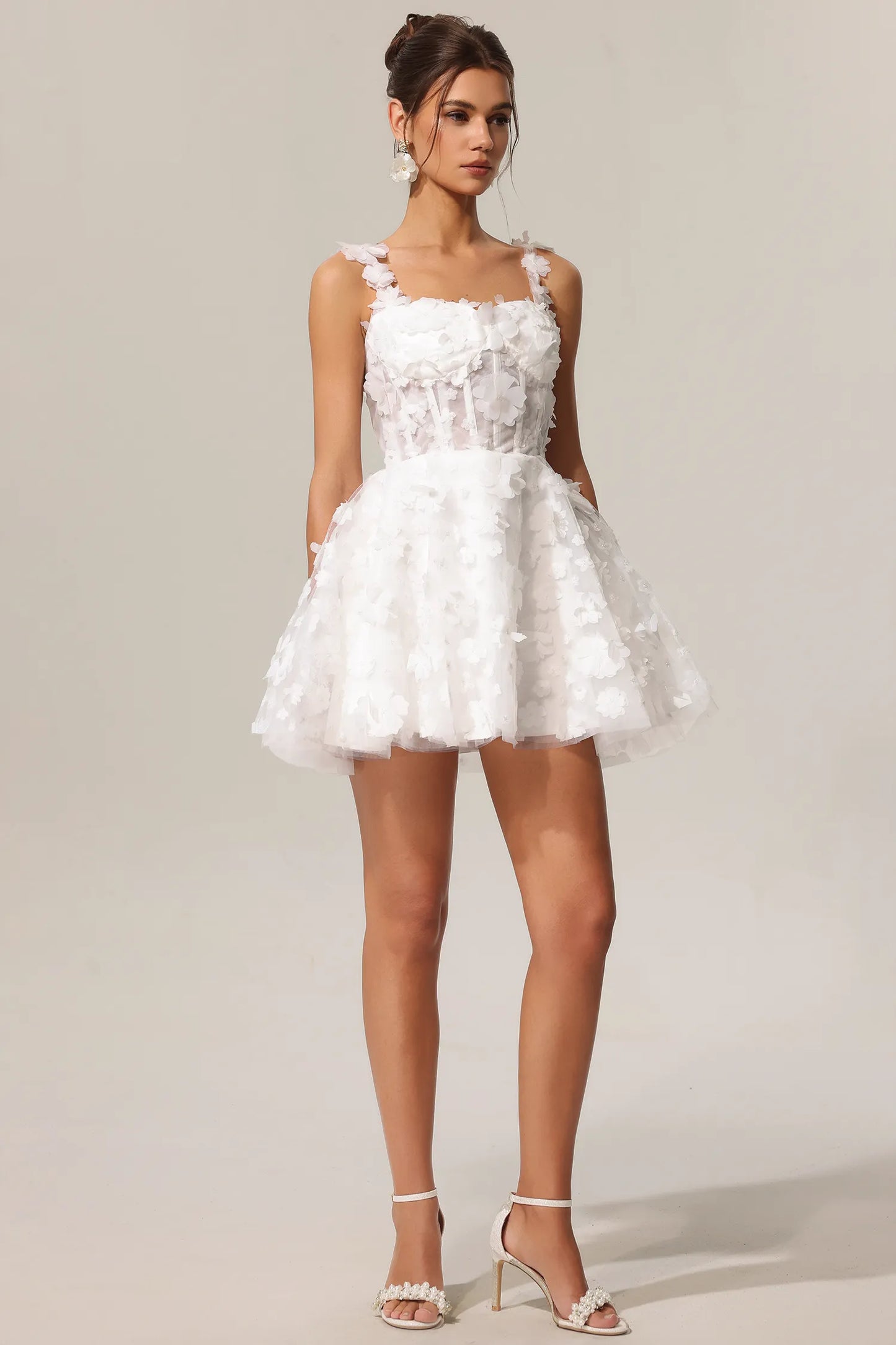 Lali Kolsuz Çiçekli Mini Elbise