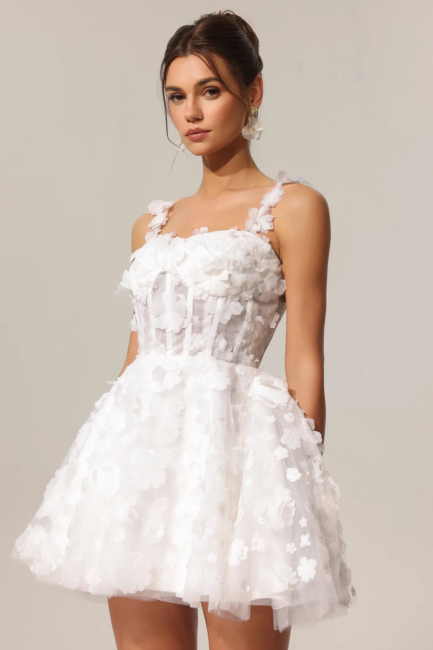 Lali Kolsuz Çiçekli Mini Elbise