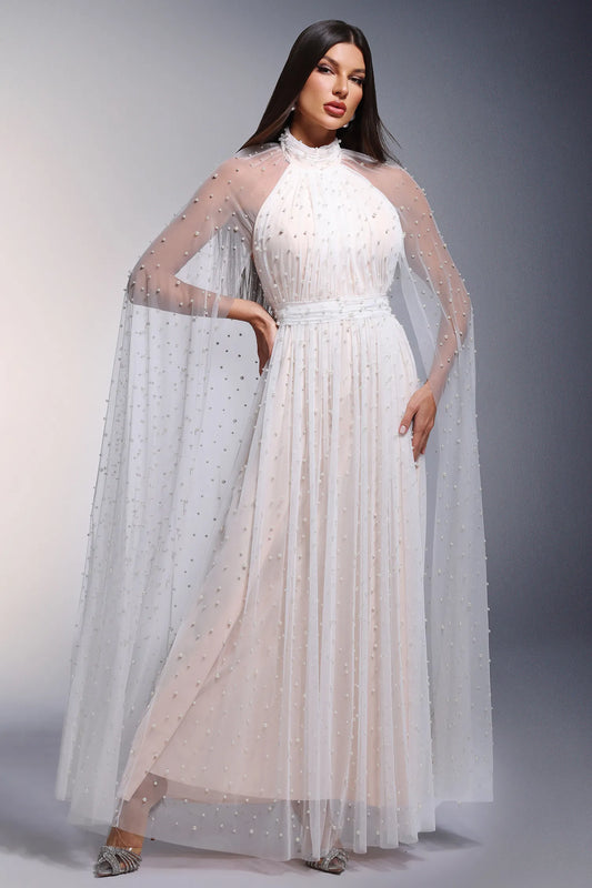 hanley Pearl Kolsuz Uzun Elbise