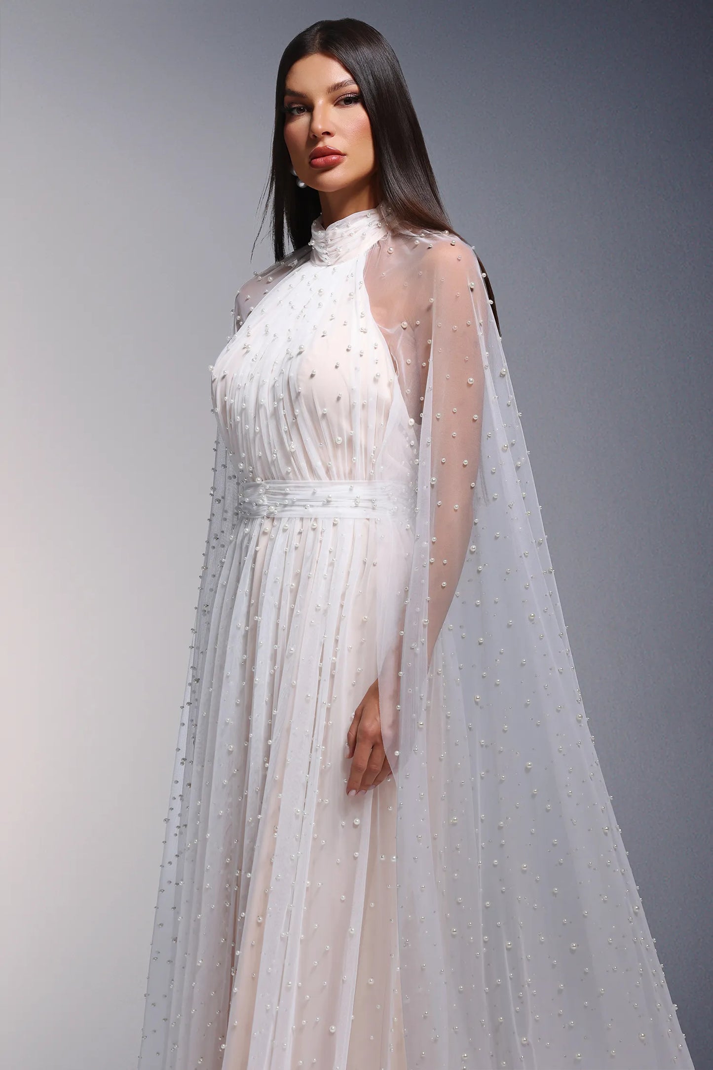 hanley Pearl Kolsuz Uzun Elbise