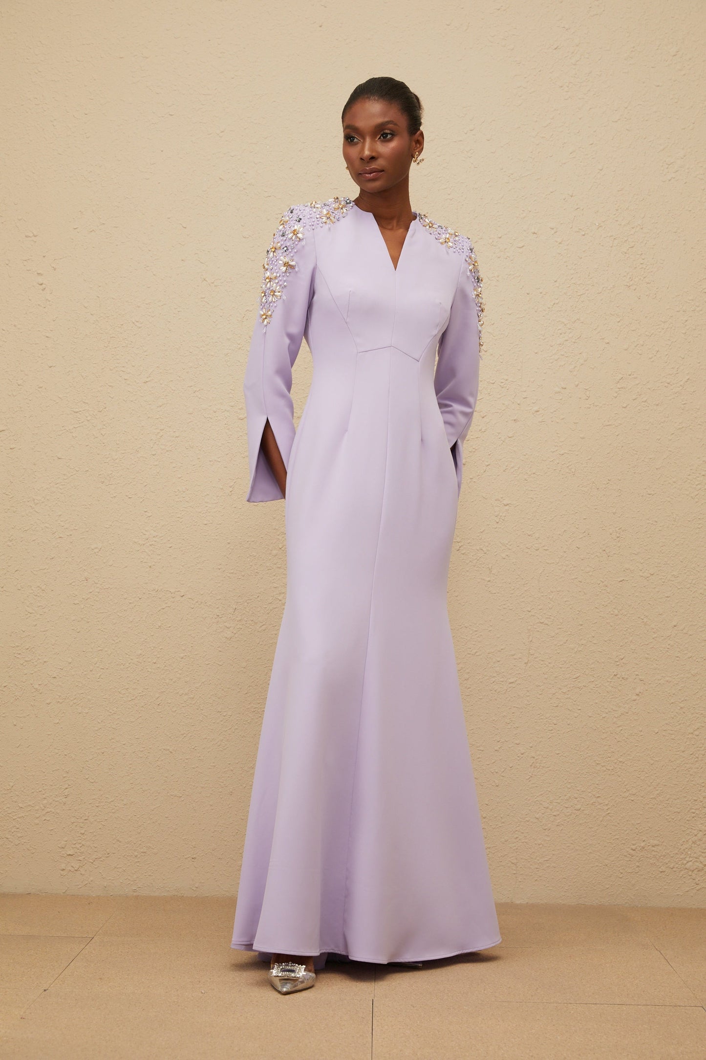 Rêverie Mor Kloş Süslemeli Uzun Elbise