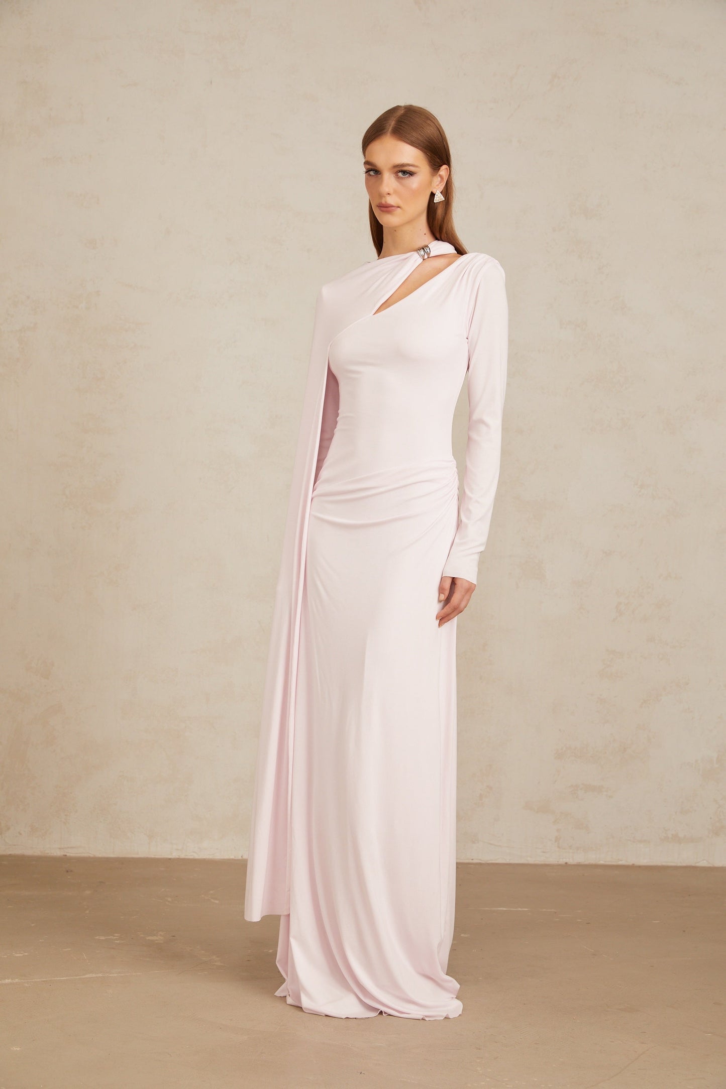 Josette Pembe Çapraz Şal Kesim Uzun Elbise
