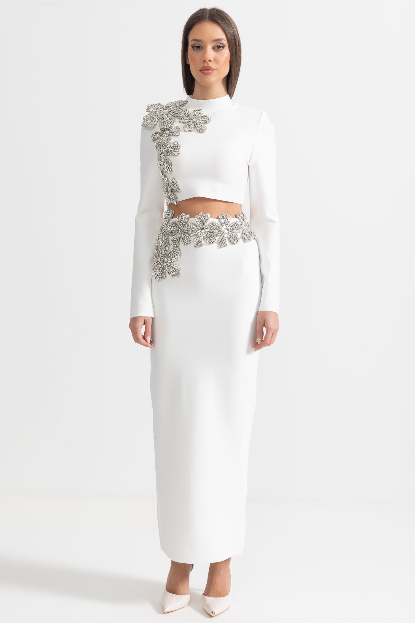 Aelina Elmas 2 Parça Uzun Kollu Üst ve Uzun Etek Takımı