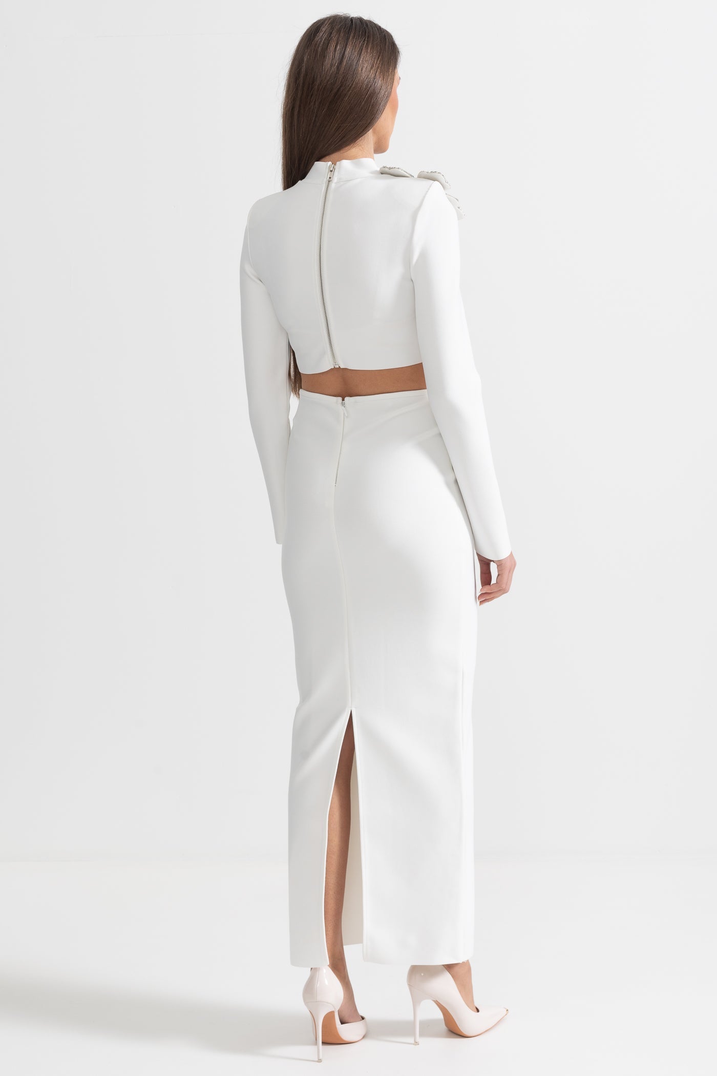 Aelina Elmas 2 Parça Uzun Kollu Üst ve Uzun Etek Takımı