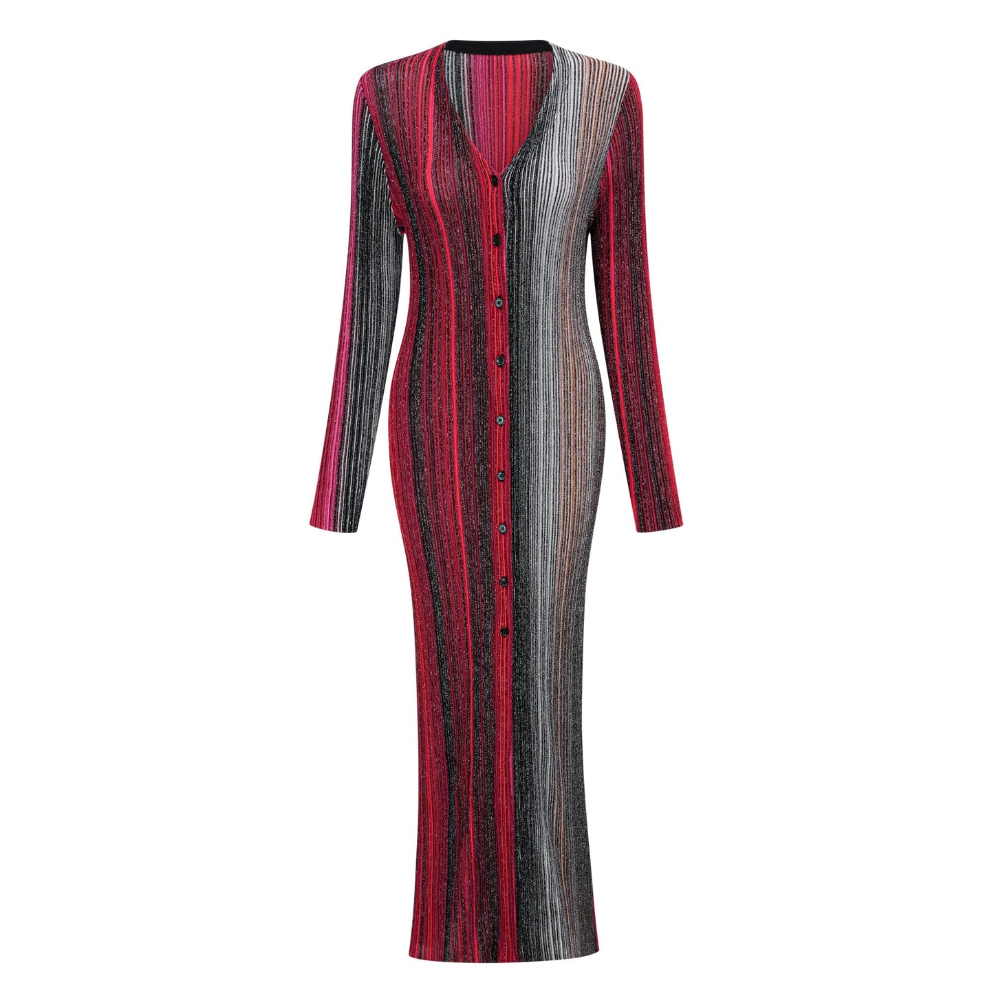 Serelith  Kırmızı Metalik Örgü Uzun Hırka