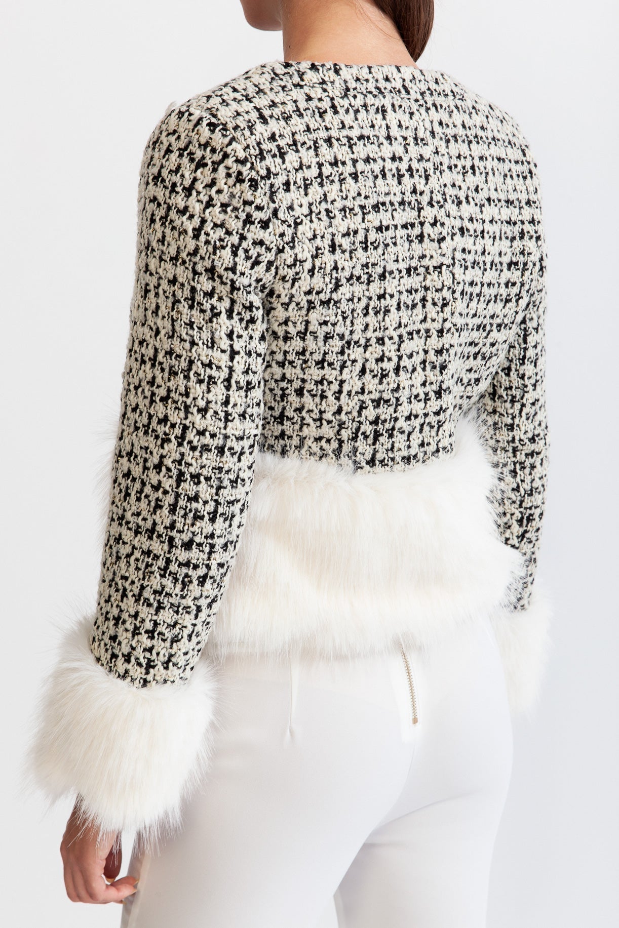 EVIANA Yün Karışımlı Suni Kürk Manto - Siyah